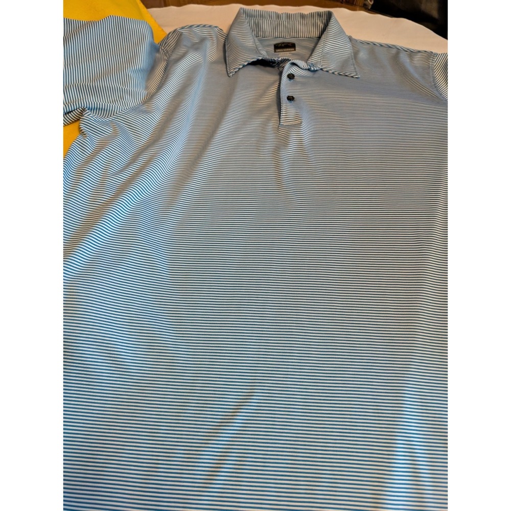 Greg Norman Men's Teal Striped Golf Shirt Polo Size XLarge/Tall